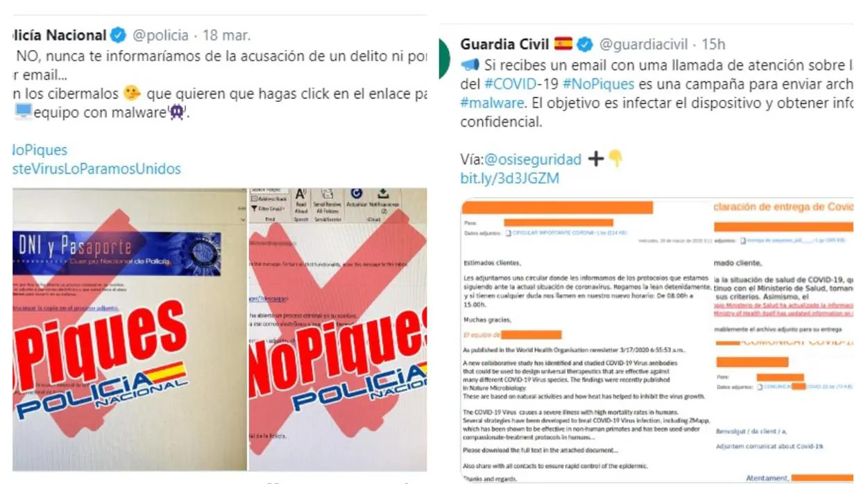 Policía Nacional y Guardia Civil alertan: Se disparan las estafas por internet por el coronavirus