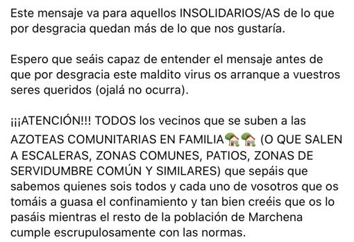 Pantallazo del comentario publicado en Facebook