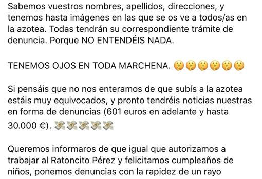 Continuación del mensaje publicado en Facebook