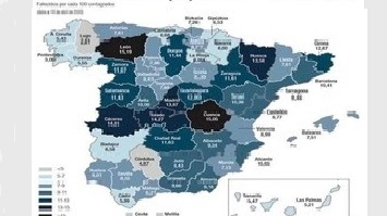 Cádiz, entre las diez provincias españolas con menos letalidad por número de contagios