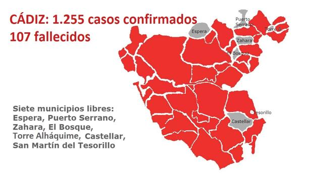 Casos de coronavirus en la provincia de Cádiz, pueblo a pueblo, hoy 28 de abril