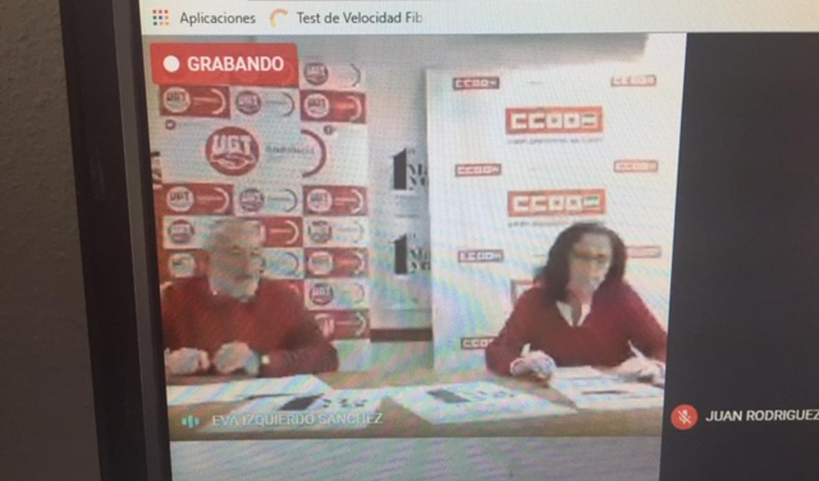 Videoconferencia de los secretarios provinciales de UGT y CC OO con motivo del Primero de Mayo