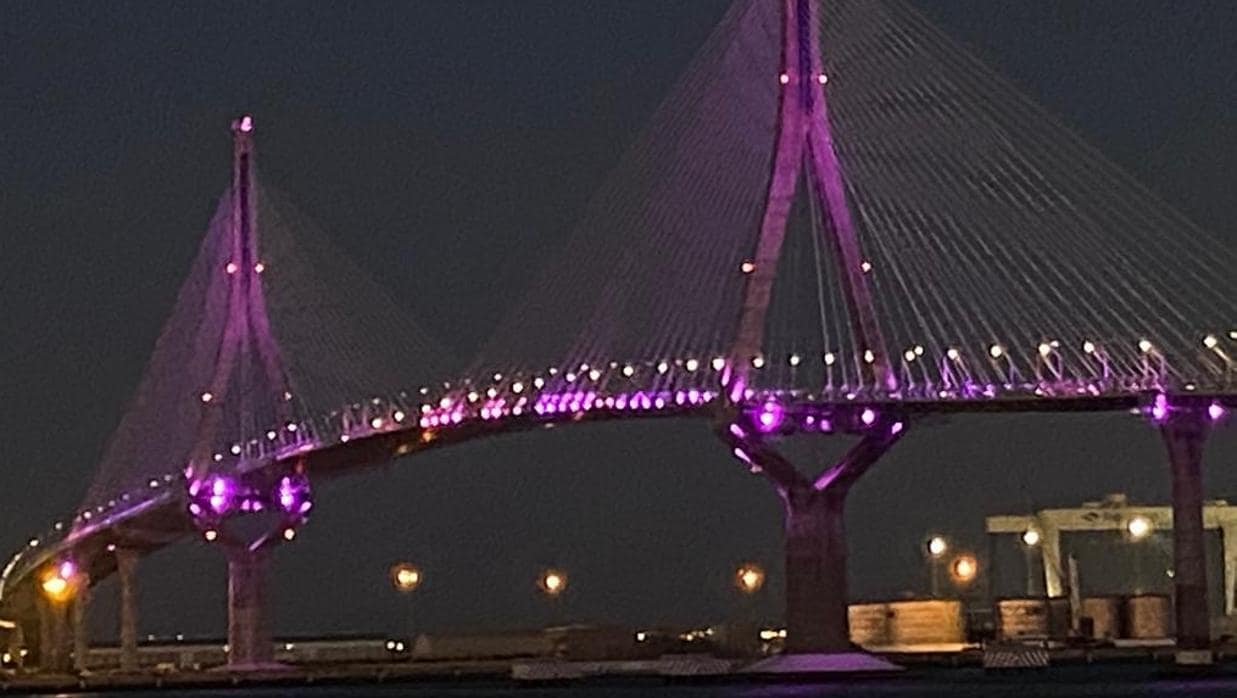 El Puente de la Constitución, iluminado el día de la Matrona.