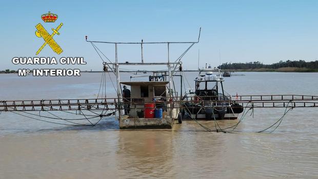 Intervenidas hasta dieciséis plataformas anguleras ilegales en el río Guadalquivir