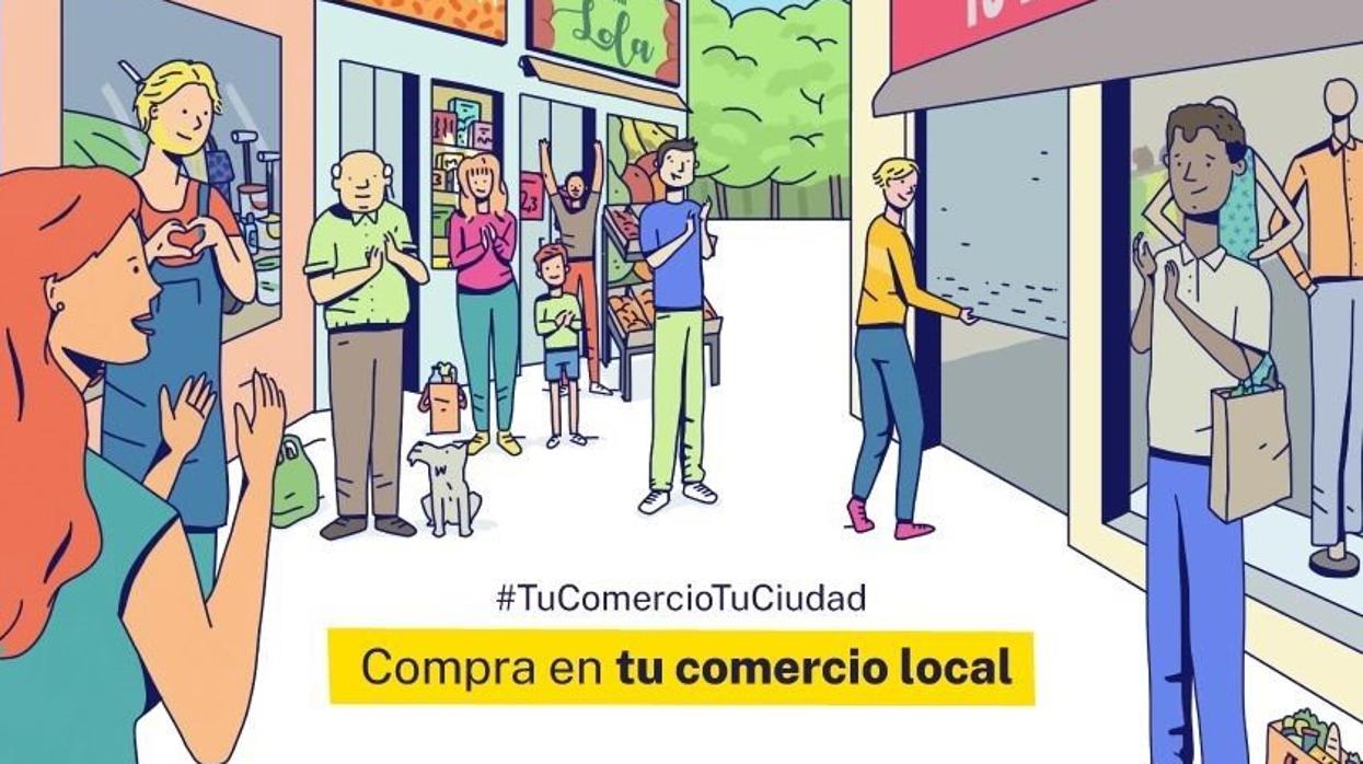 Cartel de la campaña de apoyo al comercio impulsada por Fedeco. :: L.V.