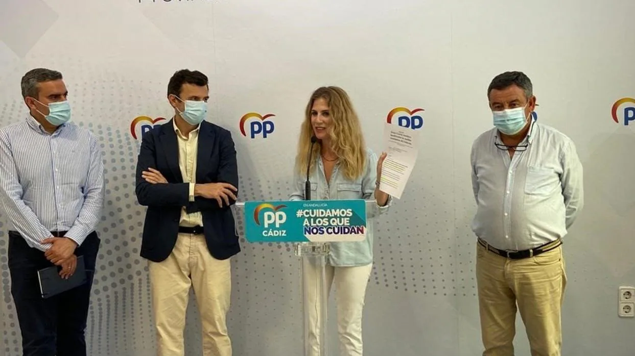 La presidenta provincial del PP de Cádiz, Ana Mestre, en rueda de prensa. :: L.V.