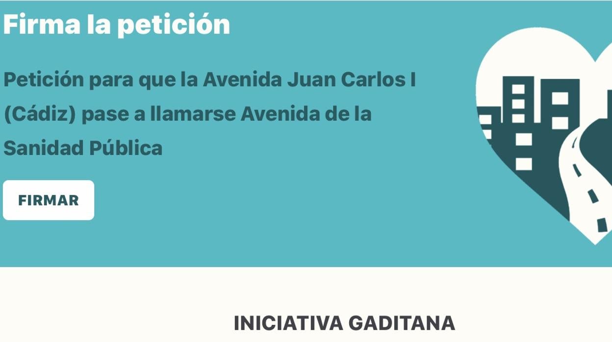 Página web para firmar por el cambio de nombre de la avenida Juan Carlos I.