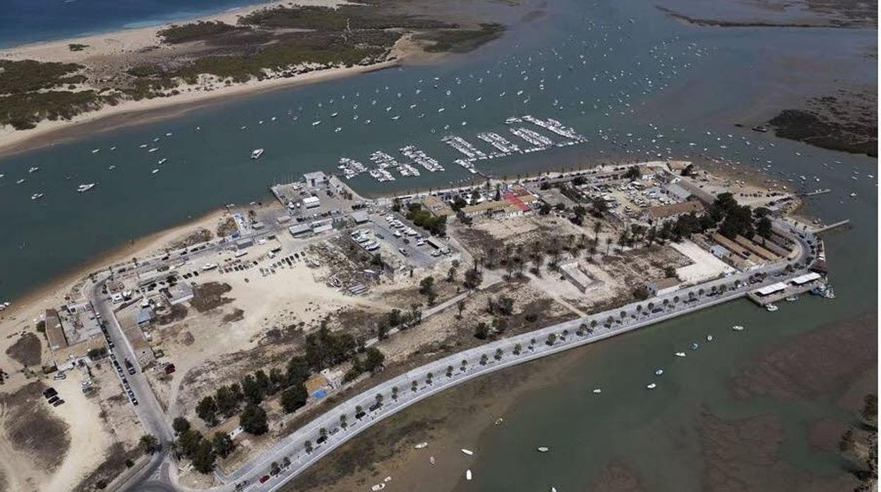 Imagen aérea del poblado de Sancti Petri.