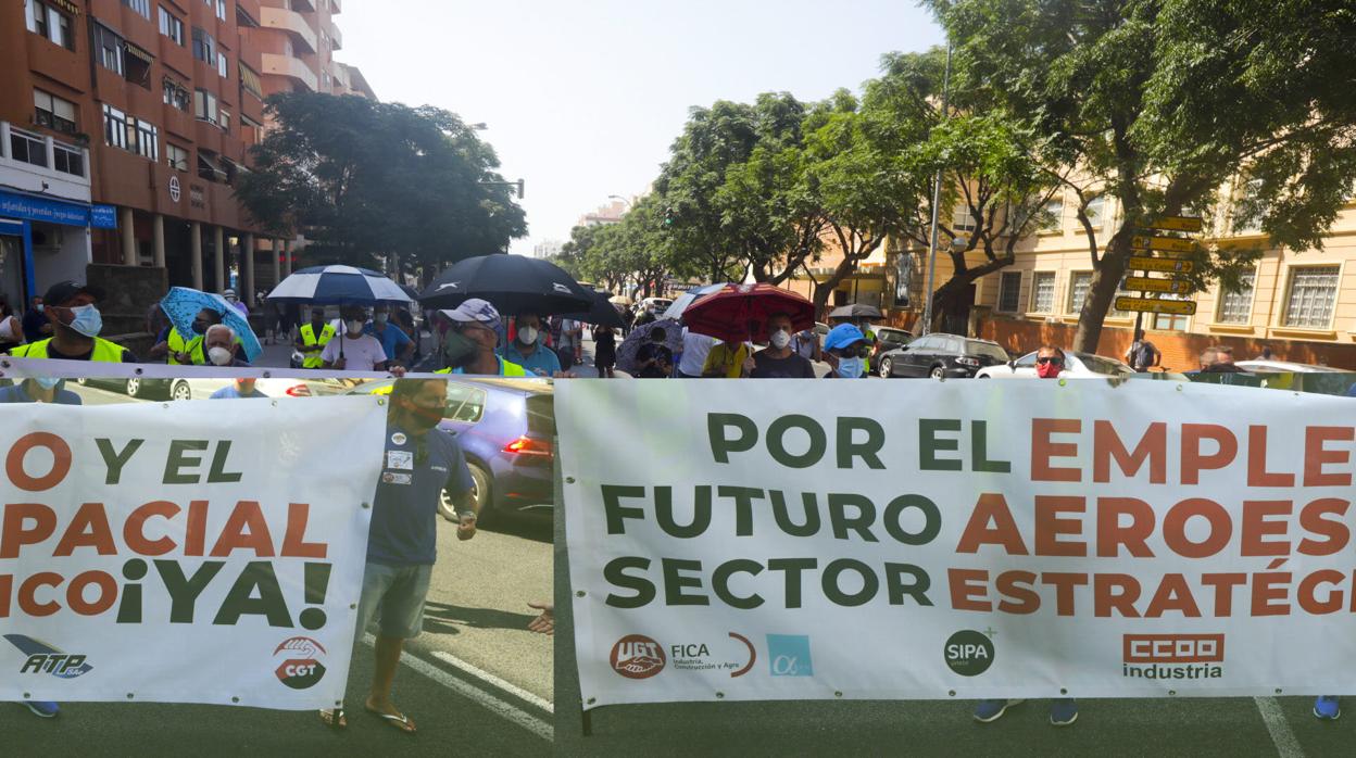 Manifestación el pasado 23 de julio en Cádiz en defensa del empleo en el sector aeronáutico