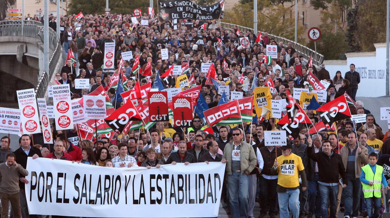 Las protestas por los ajustes salariales fueron constantes en 2012