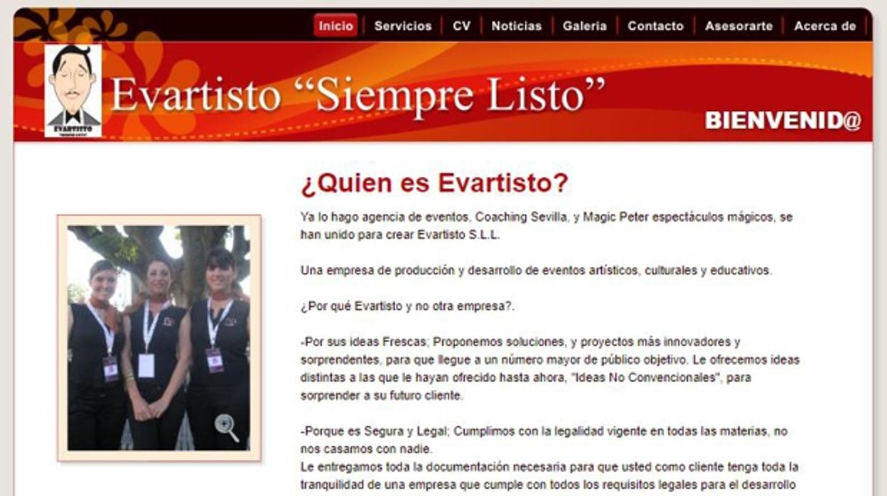 La web de Evartisto, la empresa contratada por el alcalde de Bormujos para controlar el protocolo Covid en los colegios