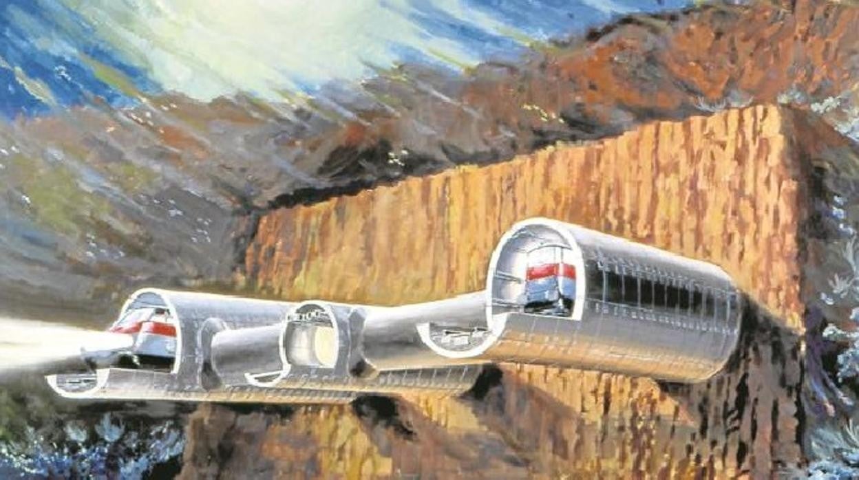 Recreación del túnel ferroviario submarino del Estrecho de Gibraltar