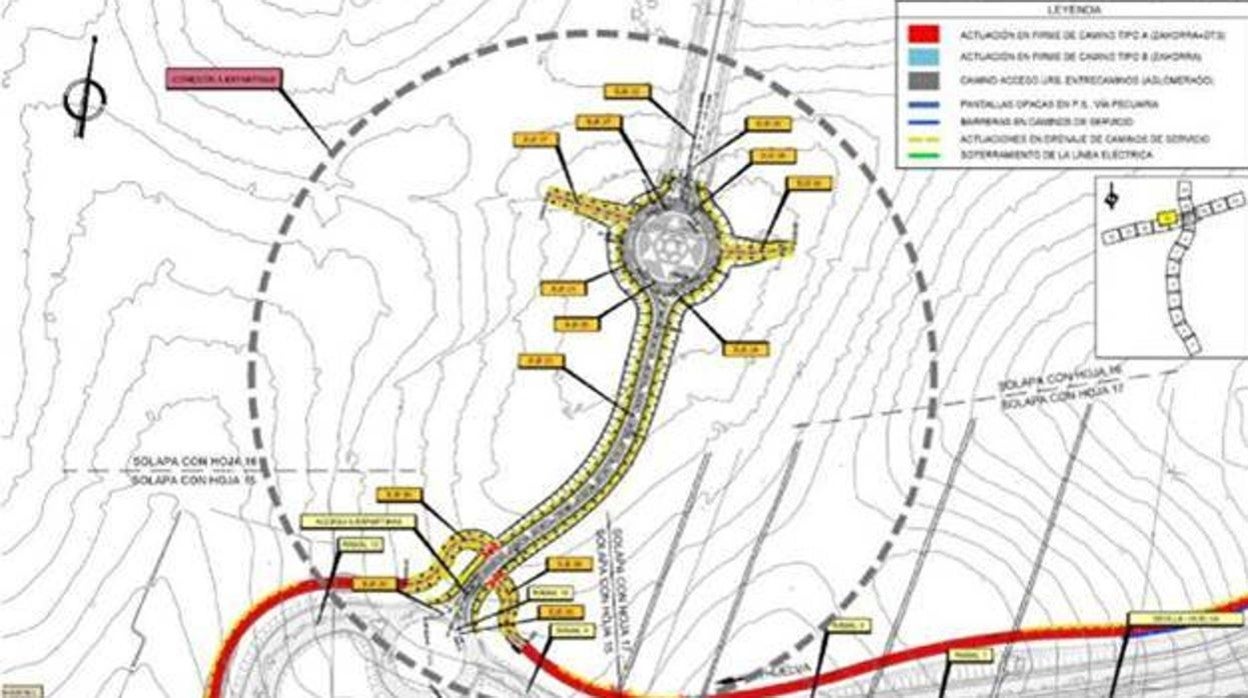 Plano del nuevo acceso a la SE-40 desde la rotonda de Espartinas