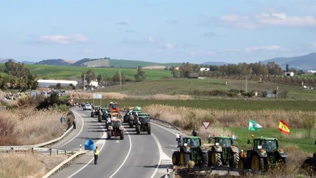 El sector agrario se moviliza en una tractorada en Jerez contra el decreto de convergencia de la PAC