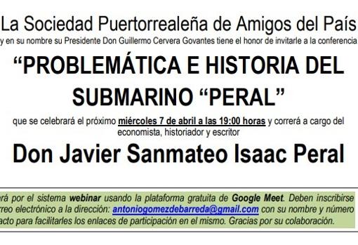 La Sociedad Puertorrealeña de Amigos del País organiza la conferencia «Problemática e historia del submarino Peral»