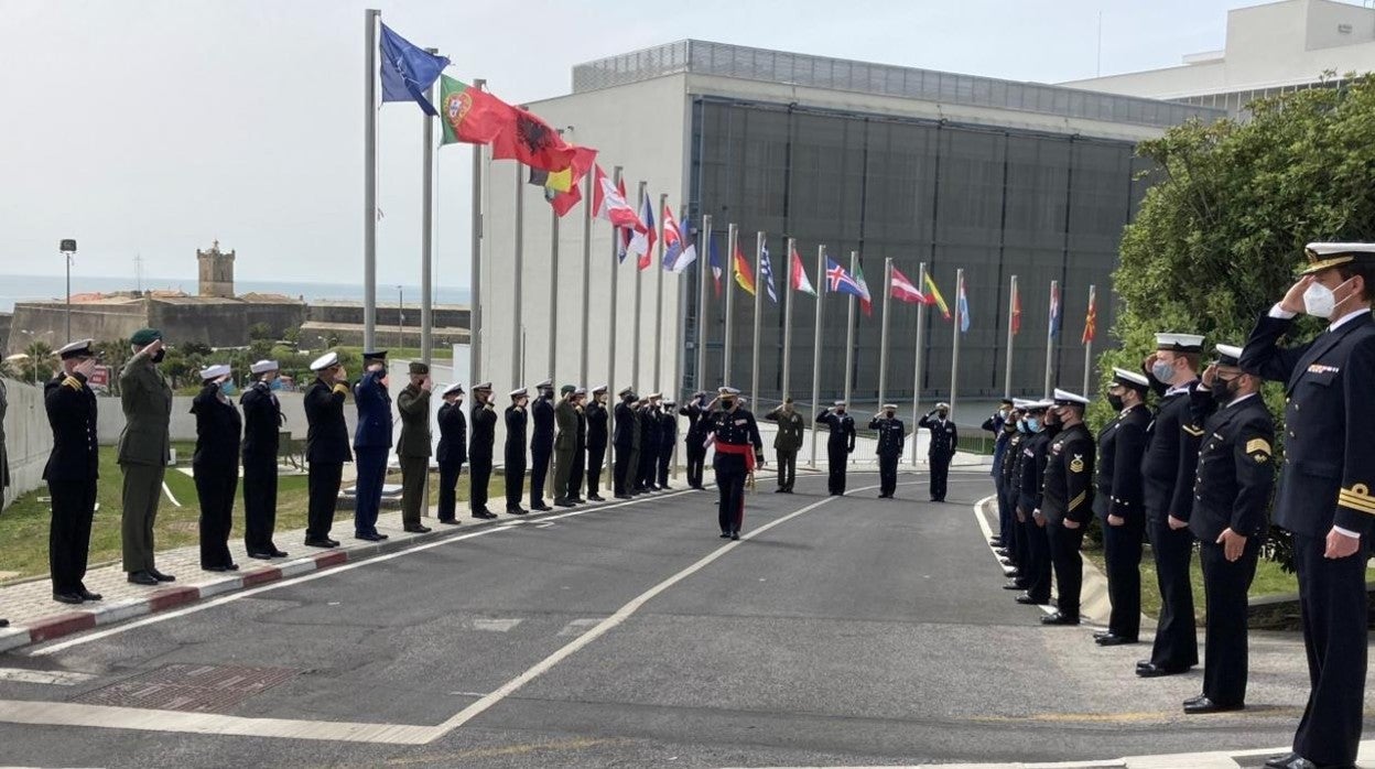 El general Gacio durante su despedida el pasado 26 de marzo en el Cuartel General de las Fuerzas de Apoyo y Ataque de la OTAN, en Lisboa.