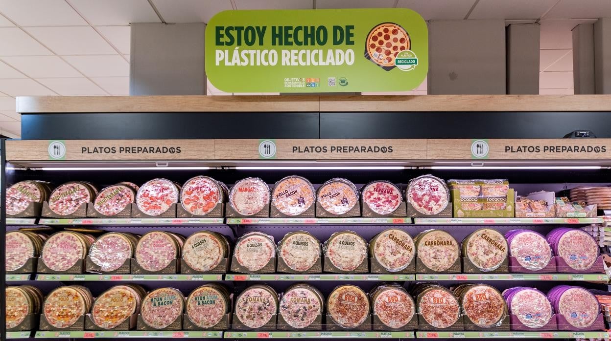 Mercadona incorpora plástico reciclado para mejorar el envase de sus pizzas refrigeradas