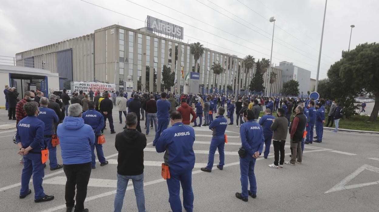 Imagen de una de las protestas en la factoría de Airbus Puerto Real