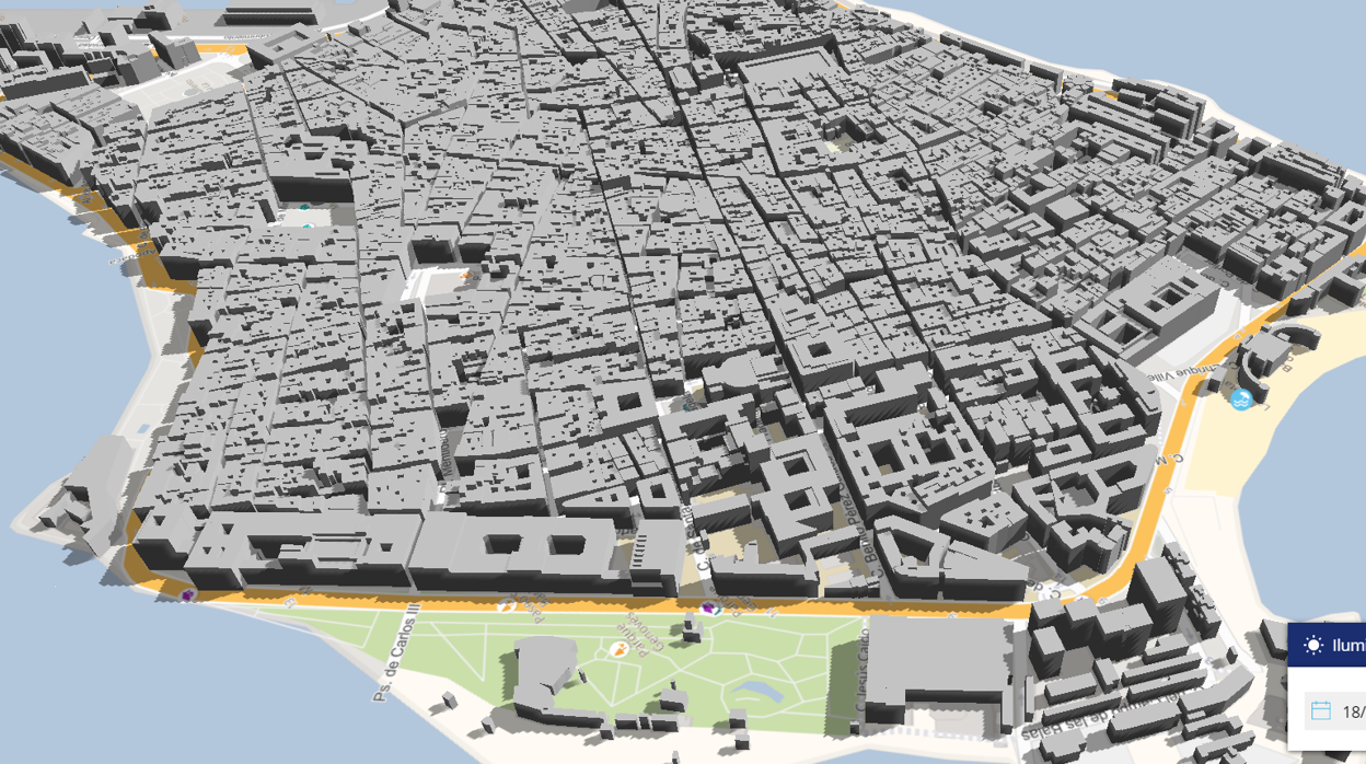 Descubre con este mapa cuánta luz solar recibe tu vivienda en Cádiz según la hora del día y fecha del año