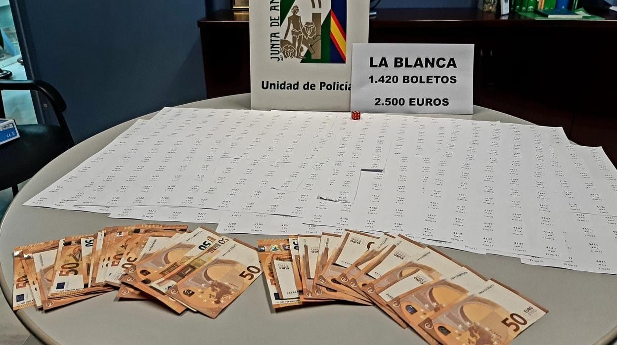 La Unidad de Policía Adscrita en Cádiz interviene 1.420 boletos y 2.500 euros procedentes de lotería clandestina