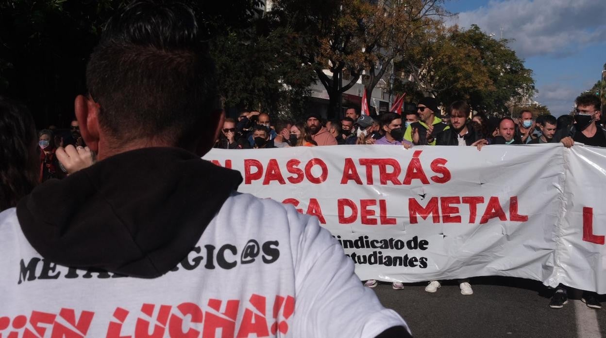 Moment o de la manifestación de hoy en Cádiz