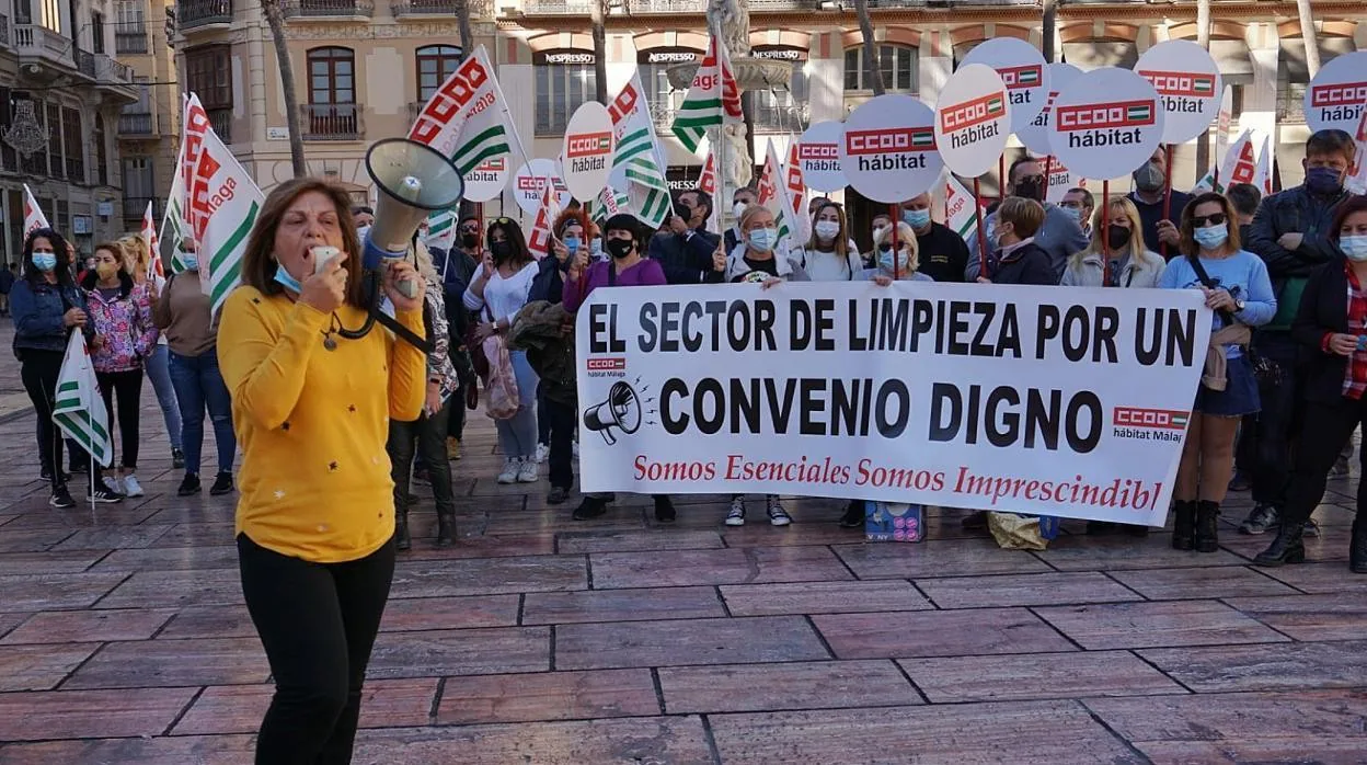 Protesta del sector de la limpieza pública el pasado 15 de noviembre en Málaga.
