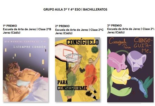 La Escuela de Arte de Jerez gana todos los premios de su categoría en el Concurso de Carteles del Día Mundial de la Lucha contra el Sida