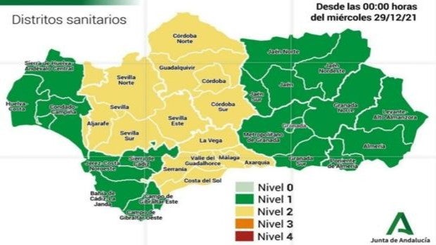 Cádiz, en nivel de alerta 1 mientras que Sevilla, Málaga y Córdoba suben a grado 2