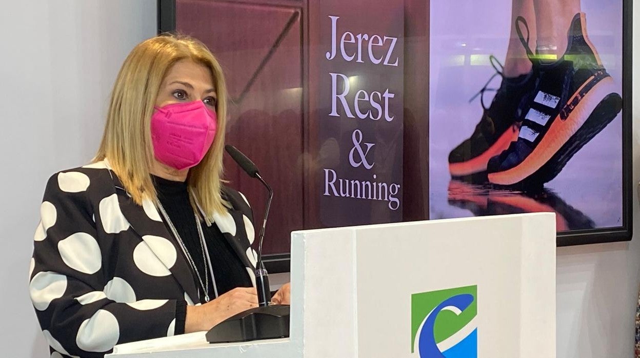 Mamen Sánchez durante la presentación de Jerez en Fitur.