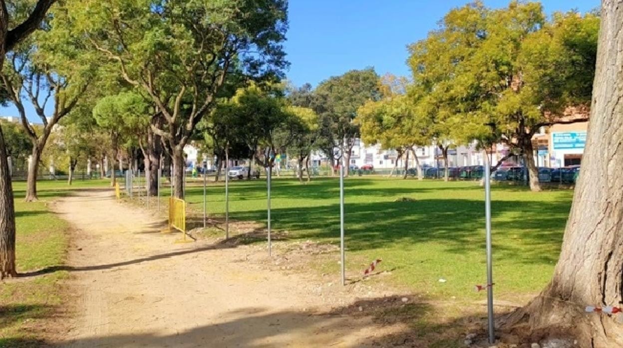 Una parte de las obras que se están realizando en el Parque del Vino Fino