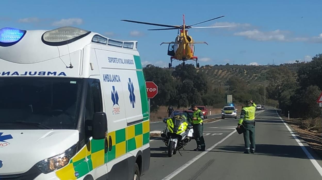 Accidente mortal ocurrido este pasado lunes en el cruce entre Sanlúcar la Mayor y Aznalcóllar