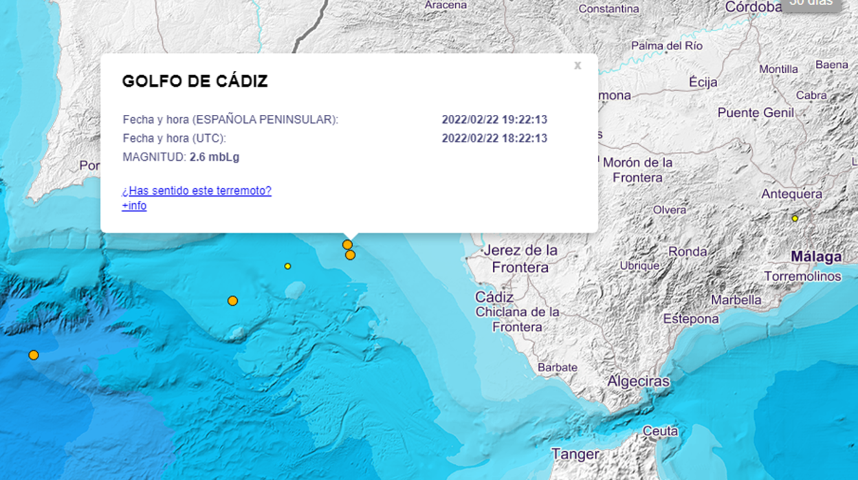 El Golfo de Cádiz registra tres terremotos en apenas diez horas