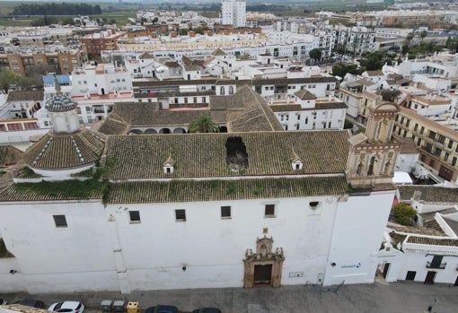 Vista aérea del techio derrumbado