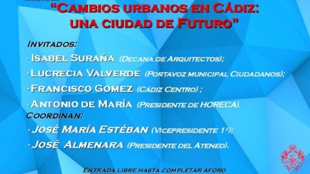 'Cambios urbanos en Cádiz', este jueves a debate en el Ateneo