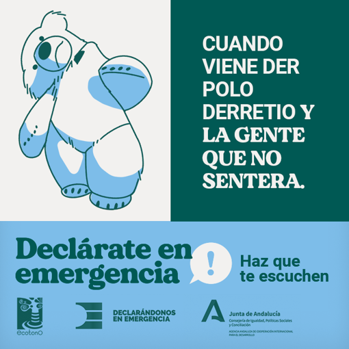 El oso perjudicado ilustra una campaña contra la emergencia climática en la UCA