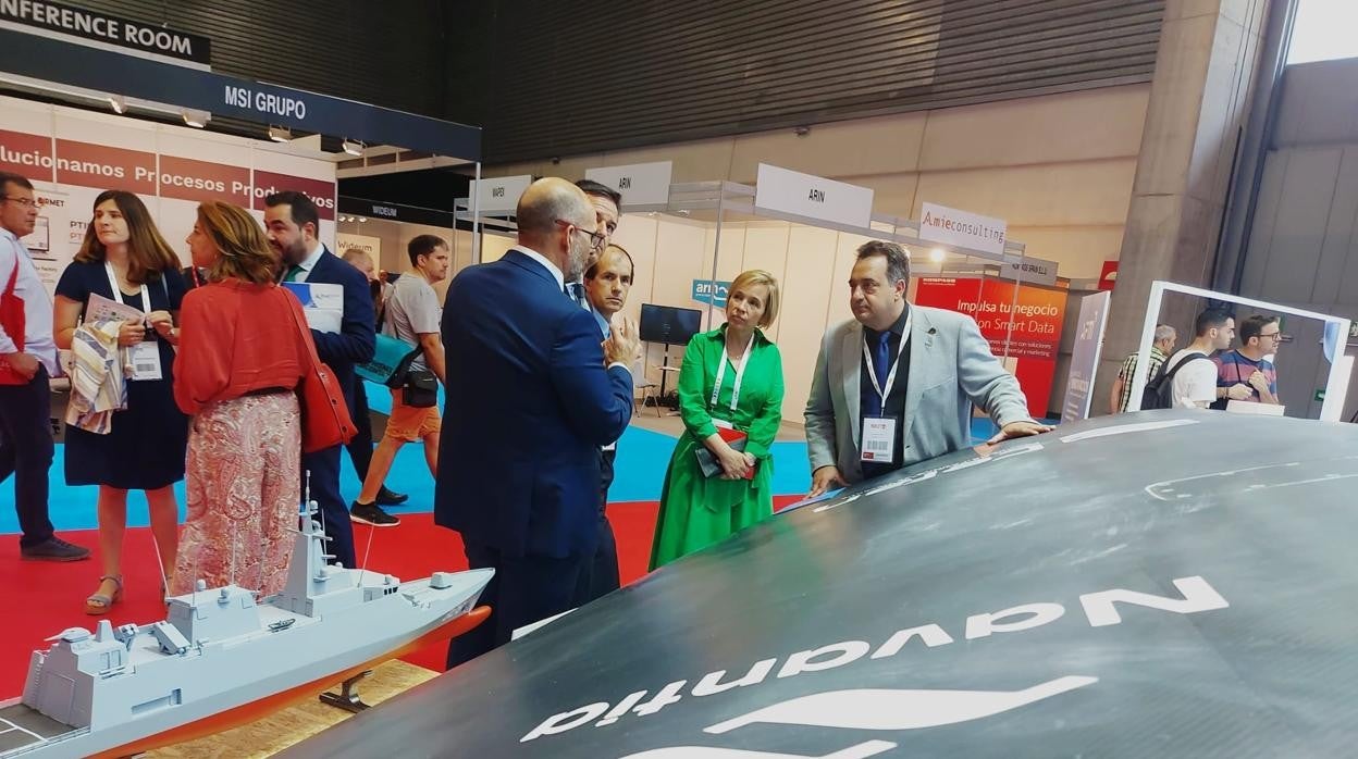 Imagen en la feria de Bilbao del prototipo de la pala de timón en 3D para una corbeta realizado en Navantia Puerto Real