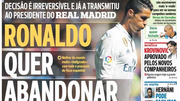 'A Bola' asegura que Cristiano quiere dejar España