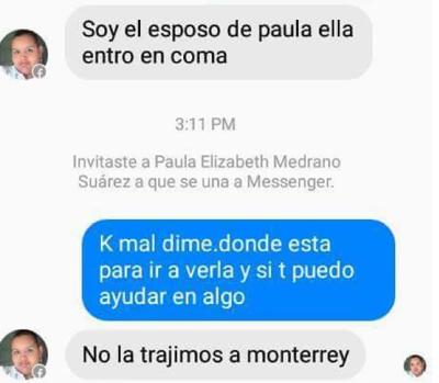 Uno de los pantallazos de la conversación mantenida entre Paula y Viridiana