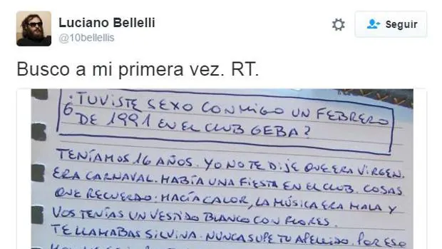 Un escritor argentino busca por Twitter a la mujer con la que perdió la virginidad hace 25 años