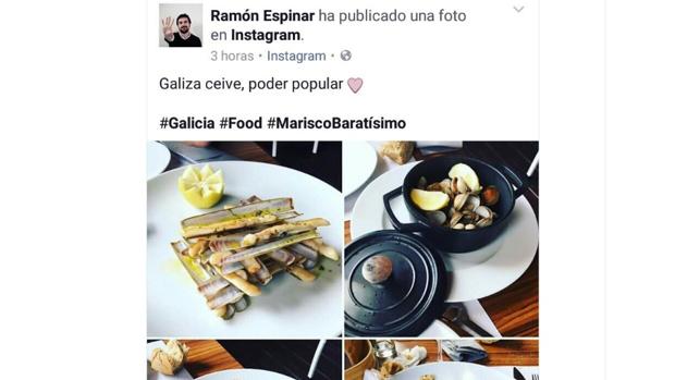Twitter carga contra Ramón Espinar (Podemos) por una foto en la que se come una «baratísima» mariscada