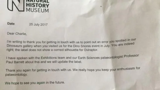 Un niño con síndrome de Asperger descubre un error en el Museo de Historia Natural de Londres
