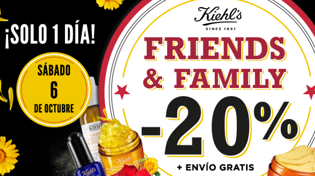 Este sábado 6 de octubre vuelve Friends&Family, el evento más especial de Kiehl's