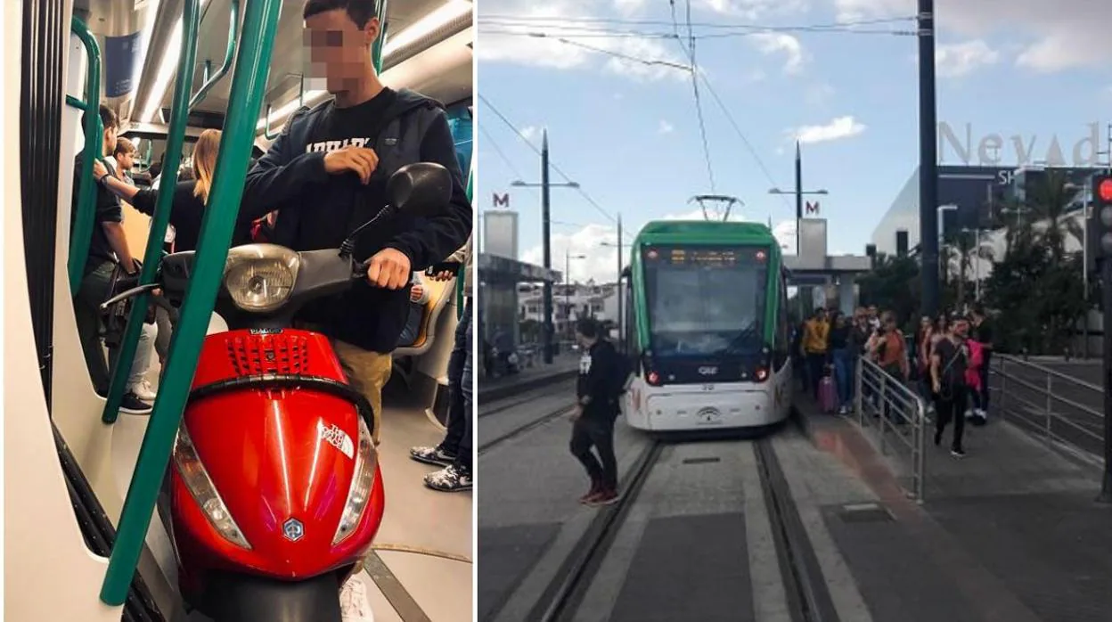 Imagen del metro y del joven que entró con su moto en el vagón