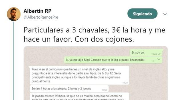 La oferta de trabajo a un profesor de León que ha enfurecido a Twitter