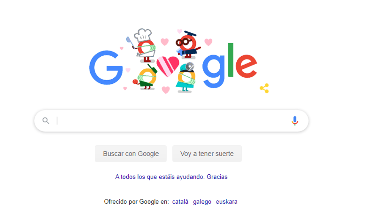 Google le dedica un «doodle» a «todos los que estáis ayudando» durante la crisis del Covid-19