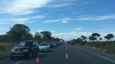 Retenciones en la carretera de Almonte al Rocío