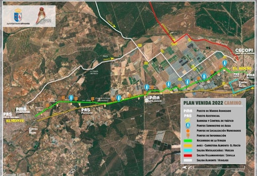 Plano del traslado por el Camino de los Llanos