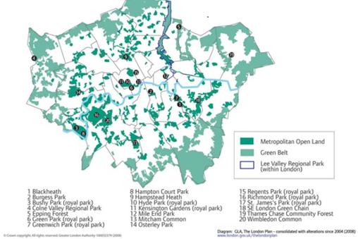 Red estratégica de espacios abiertos en Londres. City of London