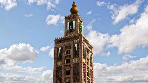 Recreación virtual de la Giralda antes de 1356