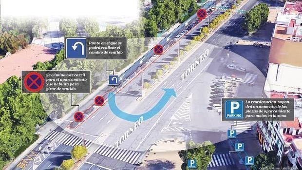 Movilidad implantará un nuevo carril para efectuar el cambio de sentido en Torneo